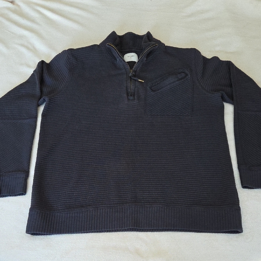 Billy Reid Navy Blue 1/4 Zip Up Sweater. Size L. GUC